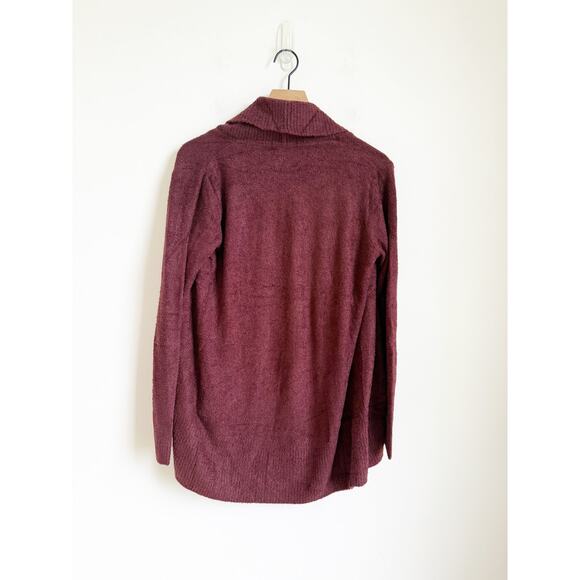 Barefoot Dreams NWOT CozyChic Circle Lounge Cardigan Aubergine Deep Red Medium - Picture 5 of 5